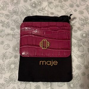 Maje Fuchsia Croc-Embossed Wallet